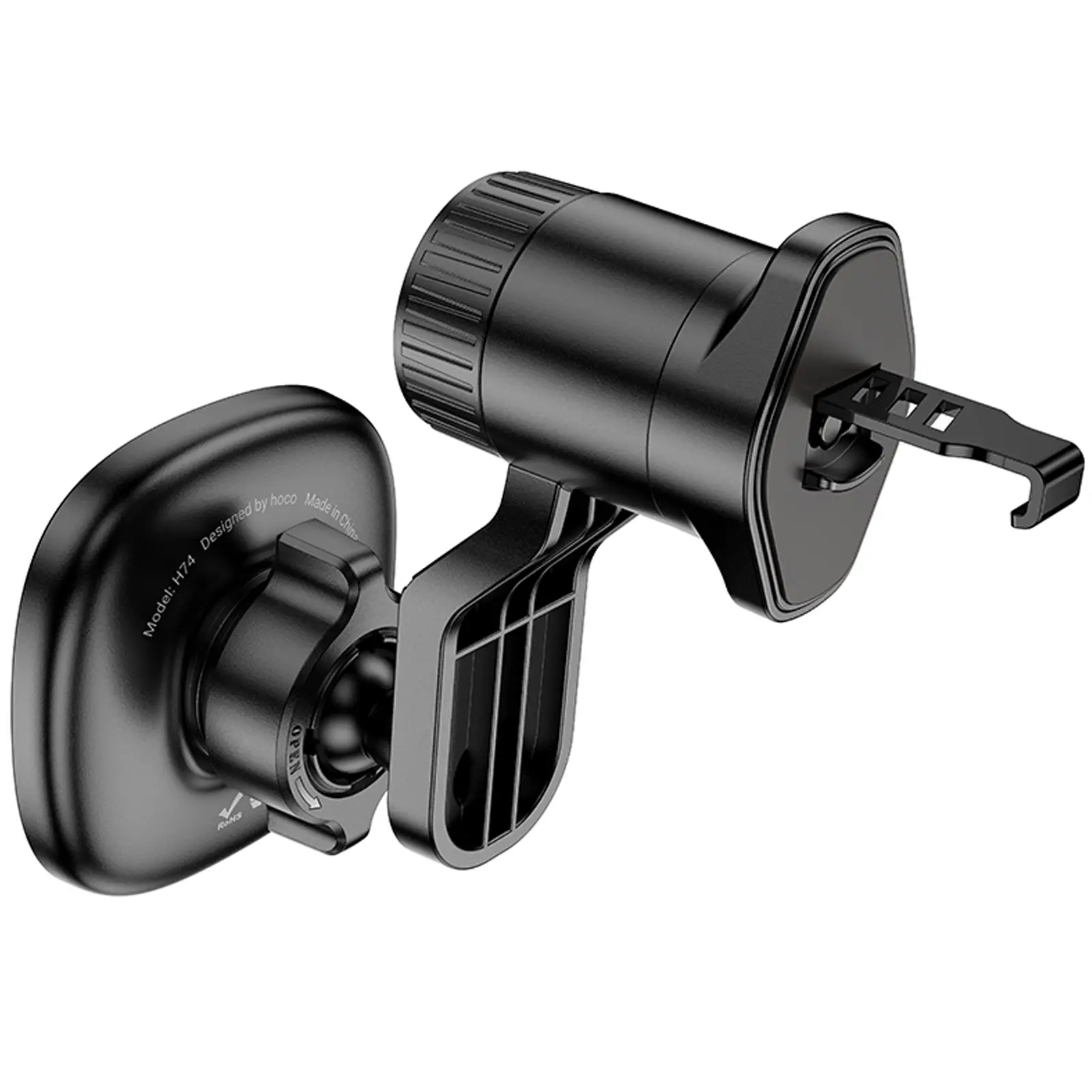 Автотримач Hoco H74 Crown ring magnetic (air outlet), Black / Metal gray 6, купити оптом з доставкою