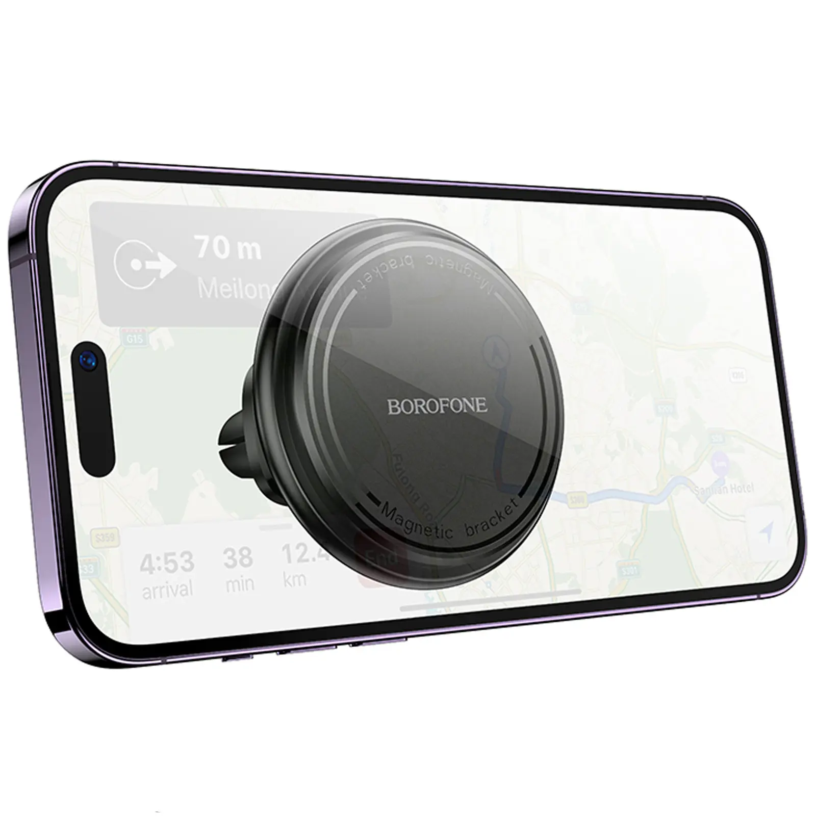 Автотримач Borofone BH135 Parker ring magnetic (air outlet), Black 2, купити оптом з доставкою