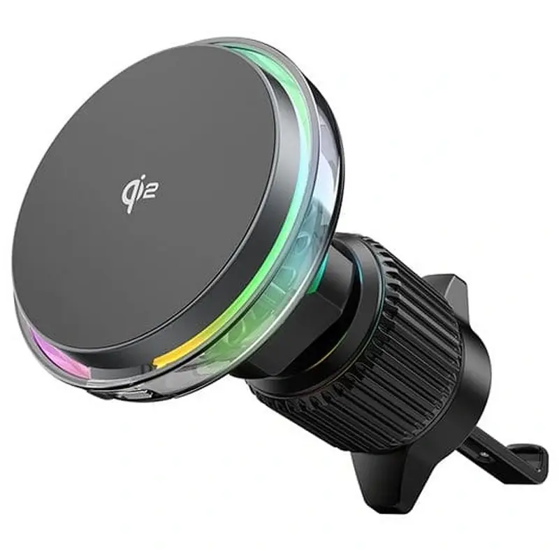 Автодержатель с БЗУ WIWU CH-324 Aurora Qi2 15W, Black, купить оптом с доставкой