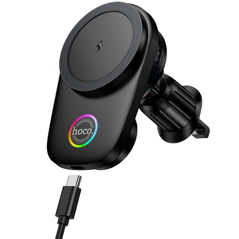 Автодержатель с БЗУ Hoco HW36 Electric 15W with cooler (air outlet) на картинке №1