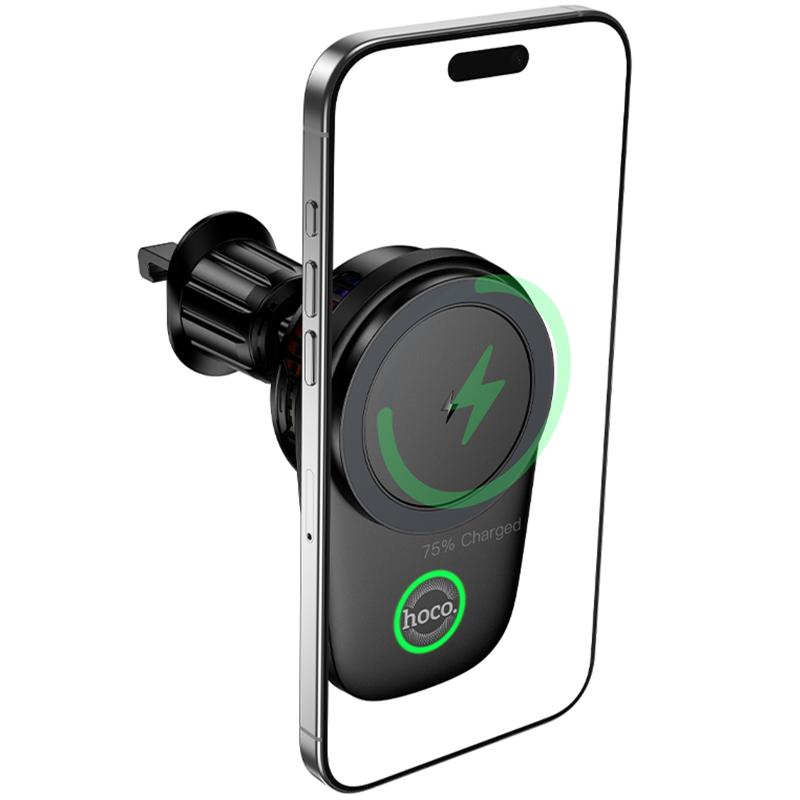 Автодержатель с БЗУ Hoco HW36 Electric 15W with cooler (air outlet) на картинке №6