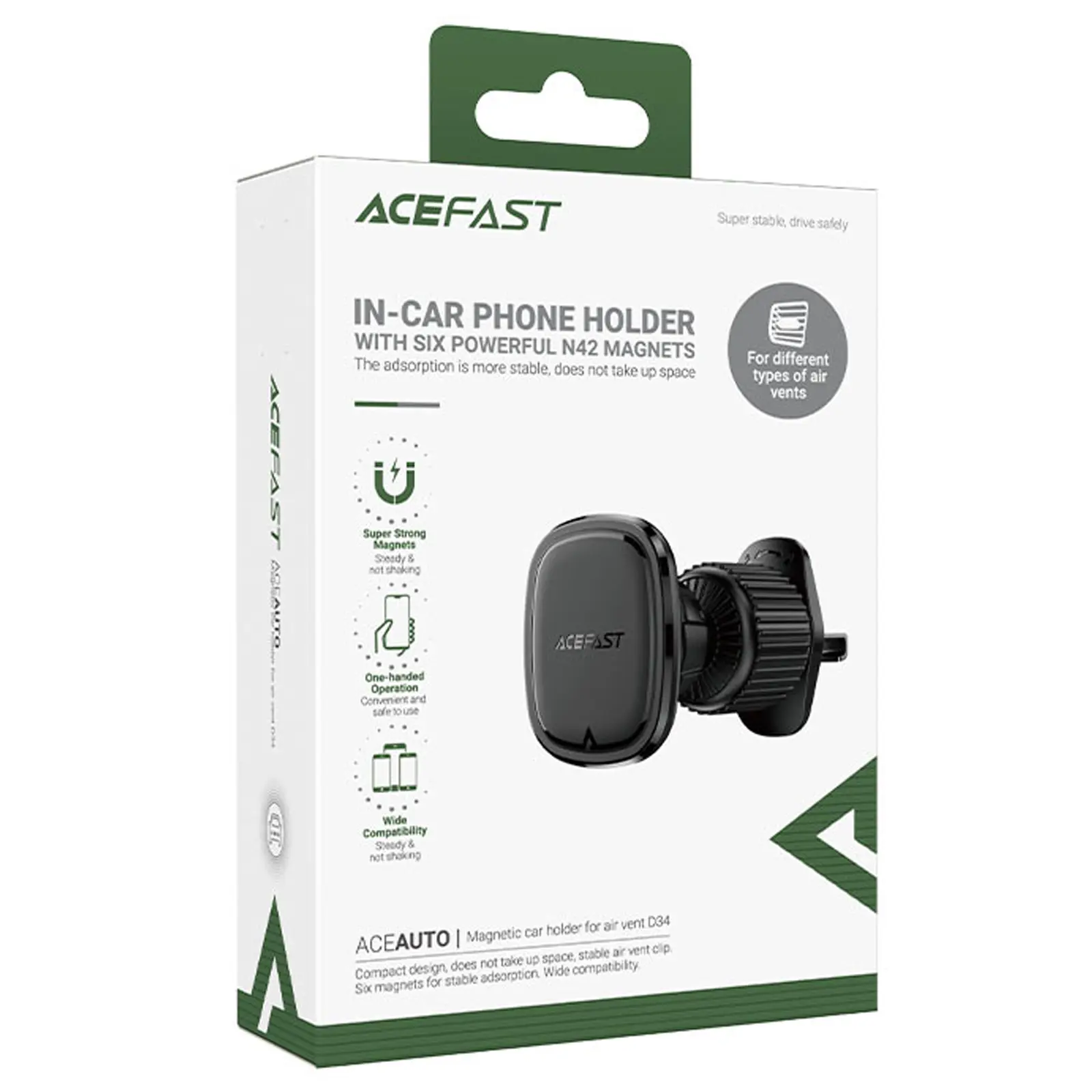 Автодержатель Acefast D34, Black 1, купить оптом с доставкой