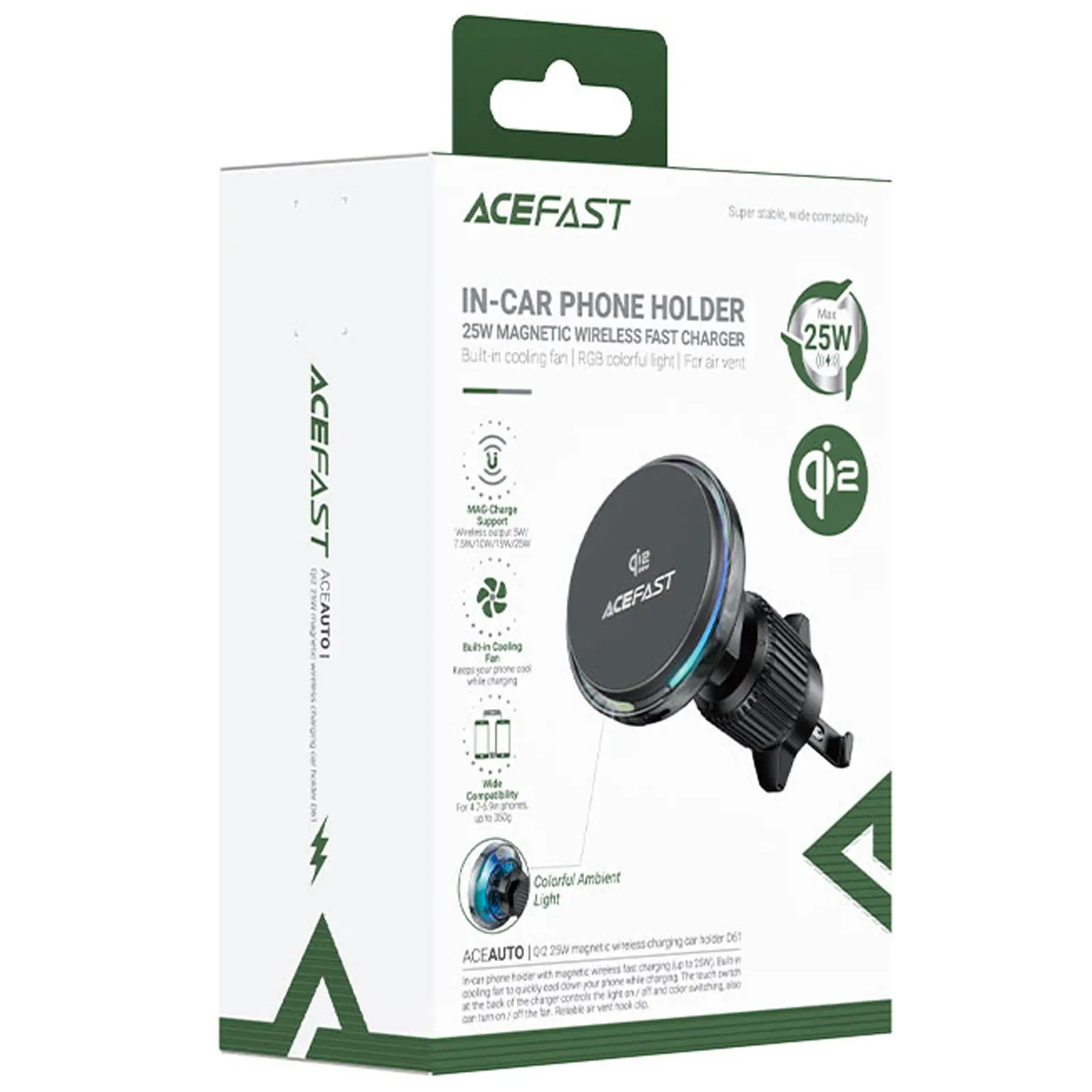 Автодержатель с БЗУ Acefast D61 Magnetic Wireless Charging Qi2 25W, Gray 1, купить оптом с доставкой