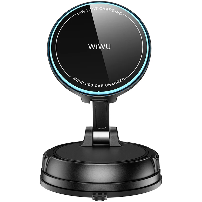 Автодержатель с БЗУ WIWU CH-326 Universal Vacuum Suction Magnetic 15W, Black 3, купить оптом с доставкой