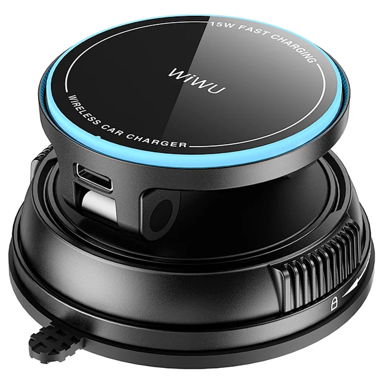 Автодержатель с БЗУ WIWU CH-326 Universal Vacuum Suction Magnetic 15W, Black 6, купить оптом с доставкой