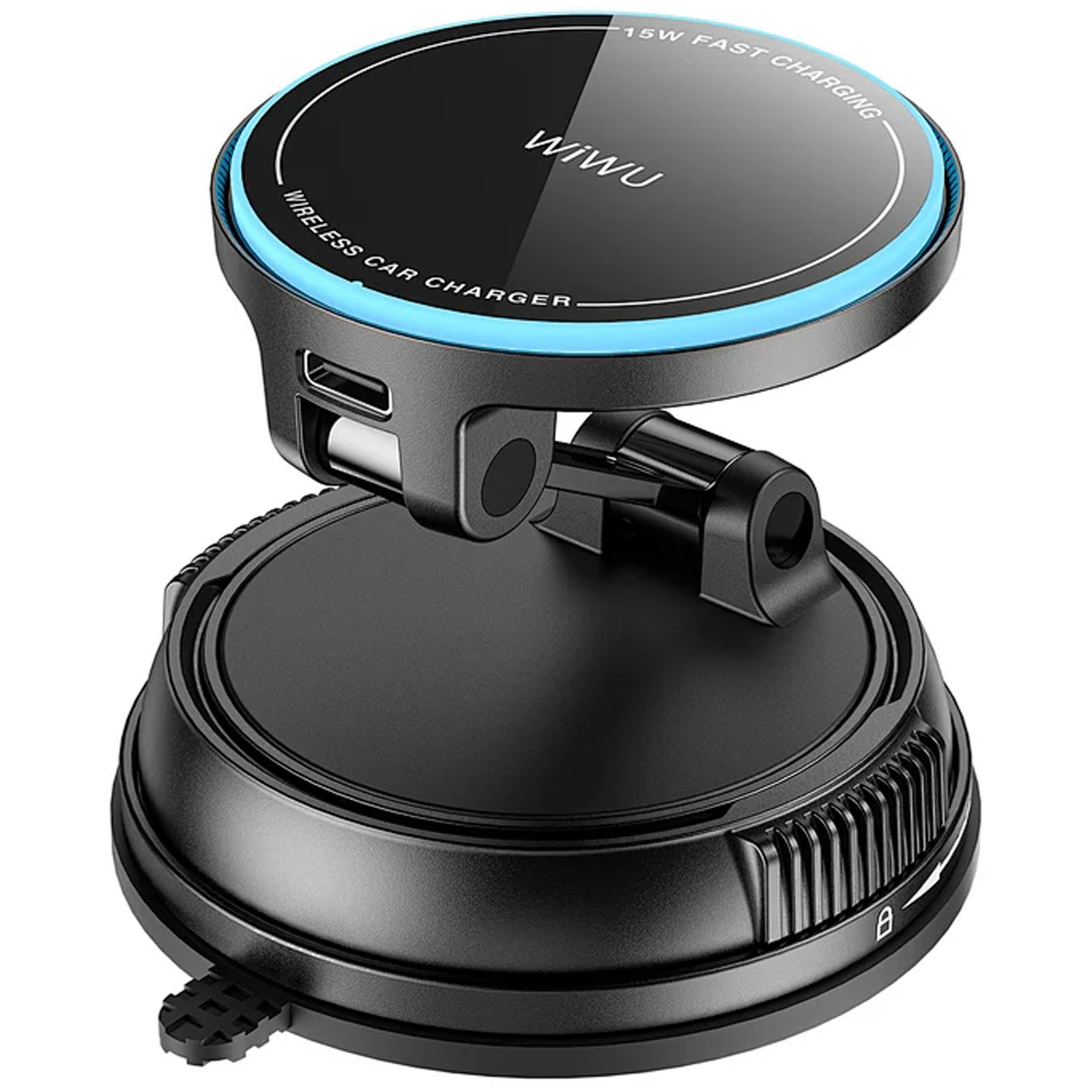Автодержатель с БЗУ WIWU CH-326 Universal Vacuum Suction Magnetic 15W, Black 7, купить оптом с доставкой