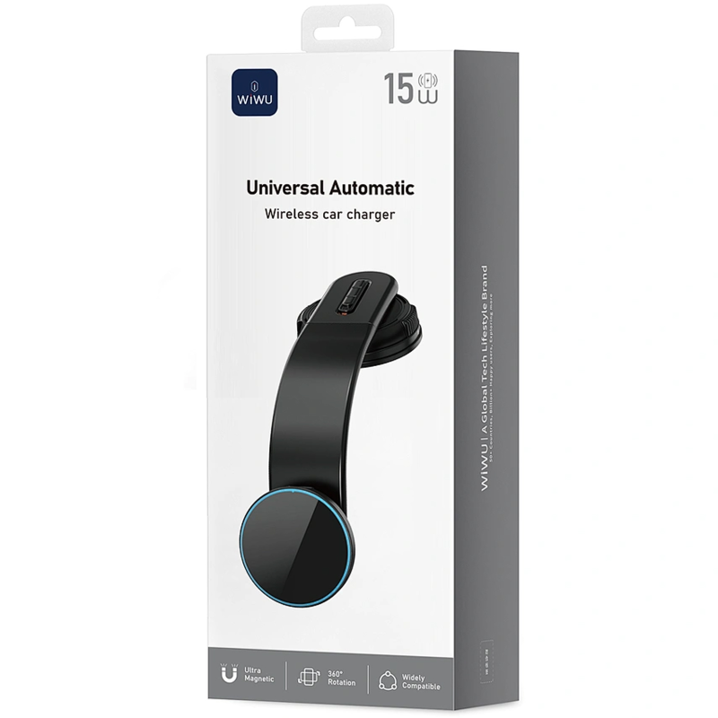 Автодержатель с БЗУ WIWU CH-327 Universal Automatic 15W, Black 4, купить оптом с доставкой