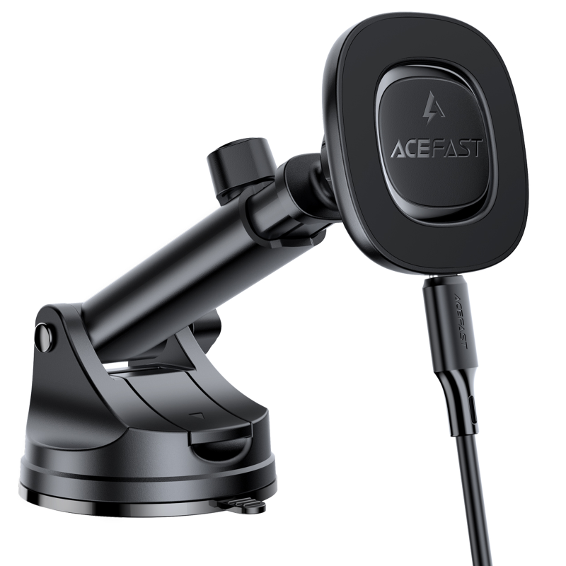 Автодержатель с БЗУ Acefast D47 Magnetic Charging 15W (center console), Black, купить оптом с доставкой