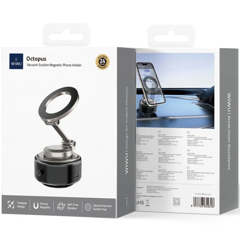 Автодержатель WIWU Wi-CH056 Octopus Vacuum Suction Magnetic, Tarnish 4, купить оптом с доставкой