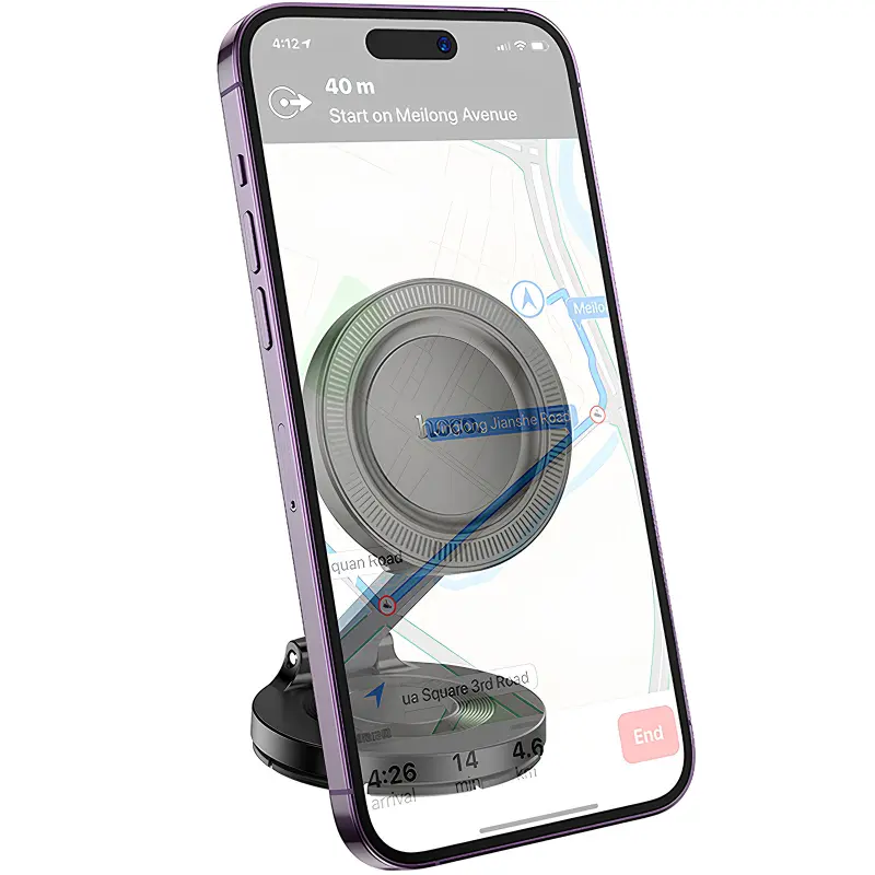 Автотримач Hoco H61 Show folding ring magnetic (dashboard), Black / Metal gray 2, купити оптом з доставкою