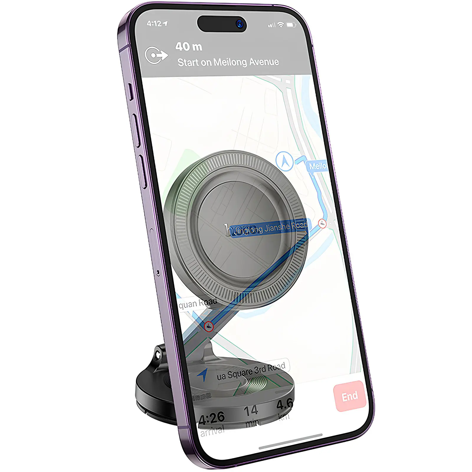 Автотримач Hoco H61 Show folding ring magnetic (dashboard), Black / Metal gray 2, купити оптом з доставкою