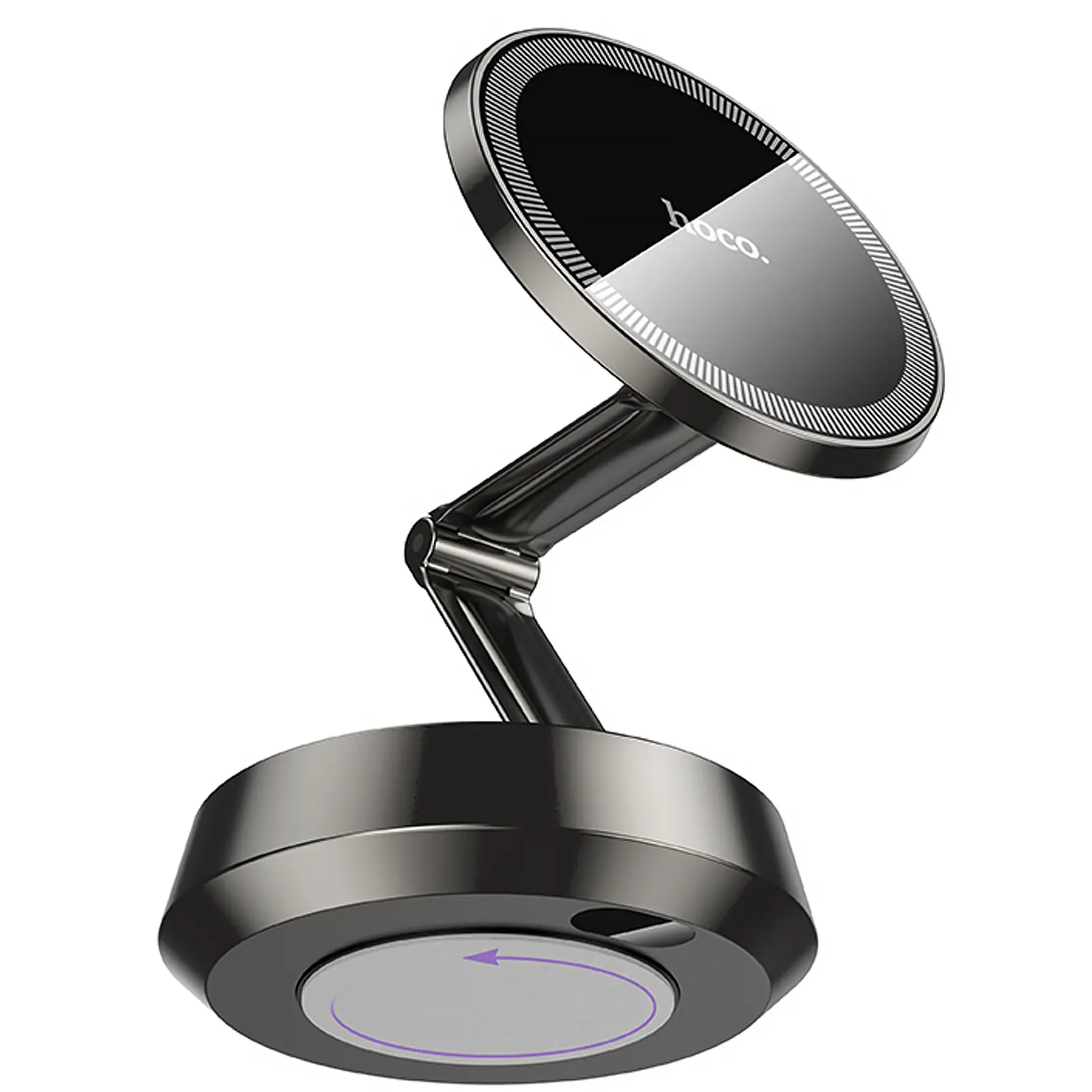 Автодержатель Hoco H83 Metal ring magnetic (center console), Metal grey 2, купить оптом с доставкой