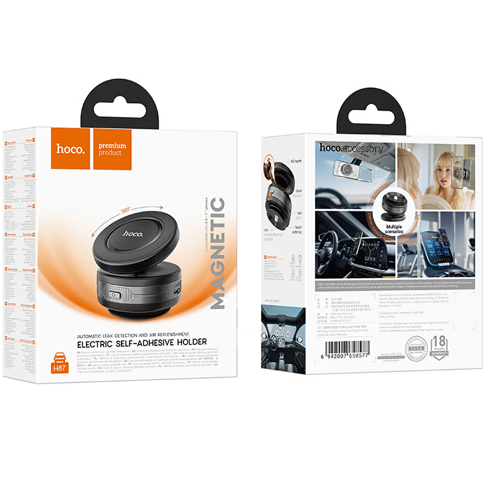 Автодержатель Hoco H87 Dragon electric suction cup magnetic (universal), Black / Metal gray 5, купить оптом с доставкой