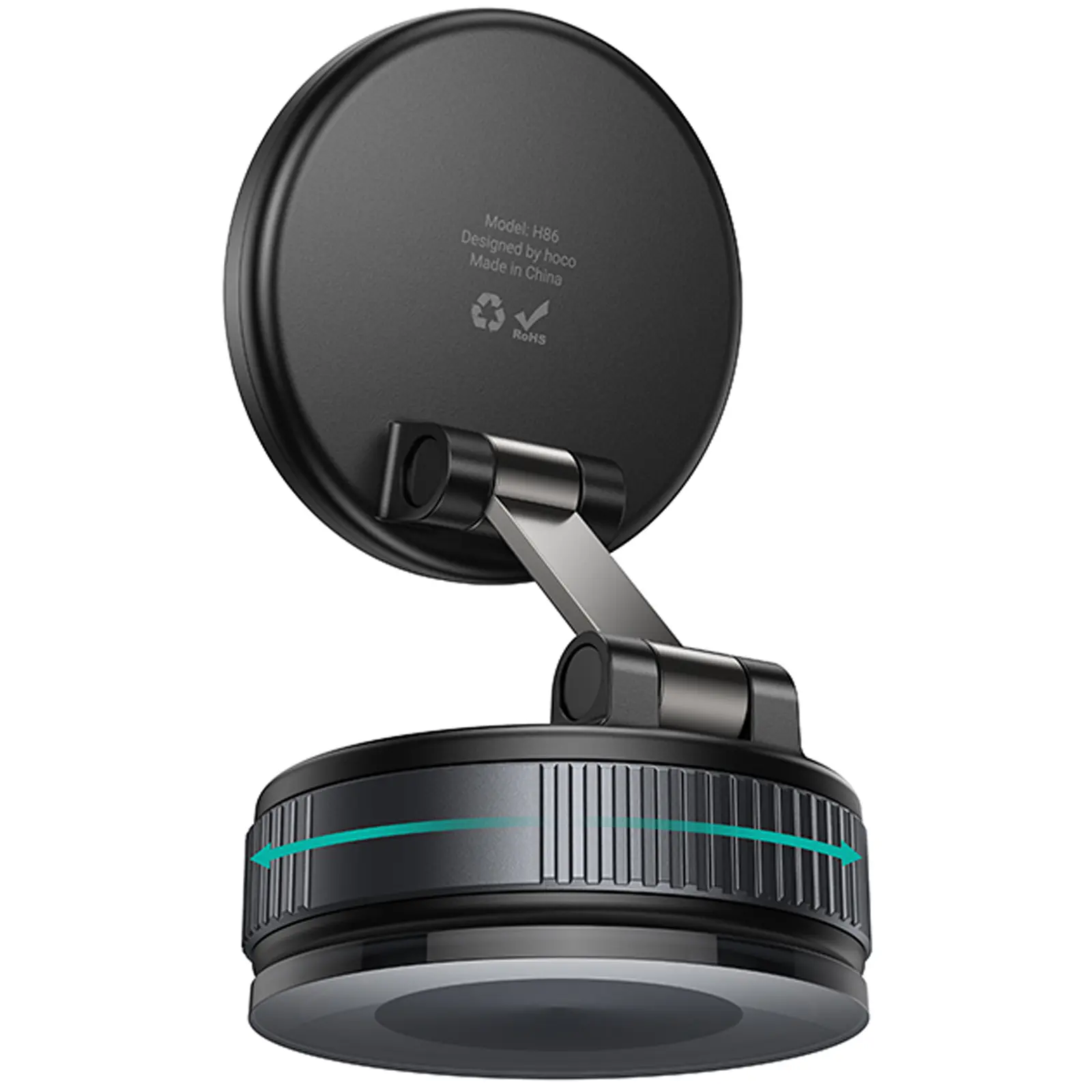 Автотримач Hoco H86 Dragon manual suction cup magnetic (universal), Black / Metal gray 3, купити оптом з доставкою