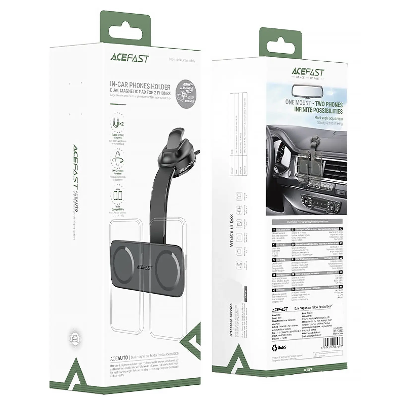 Автодержатель Acefast D60 Dual Mount, Black 4, купить оптом с доставкой