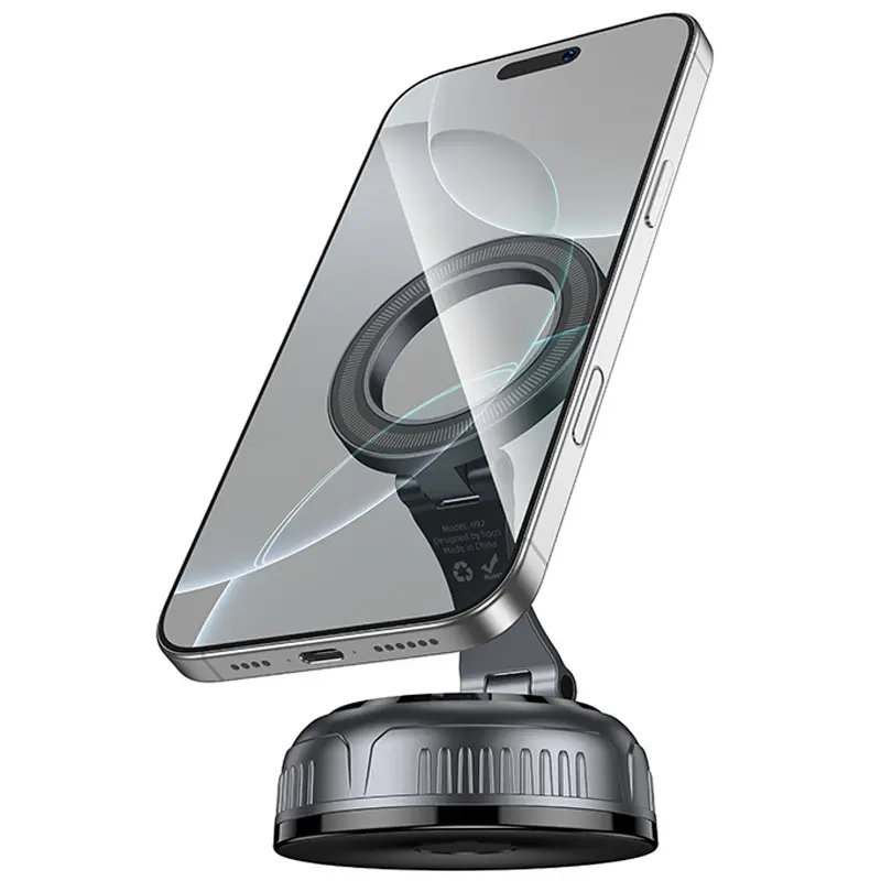 Автодержатель Hoco H92 High vacuum suction cup magnetic (universal), Black / Metal gray, купить оптом с доставкой