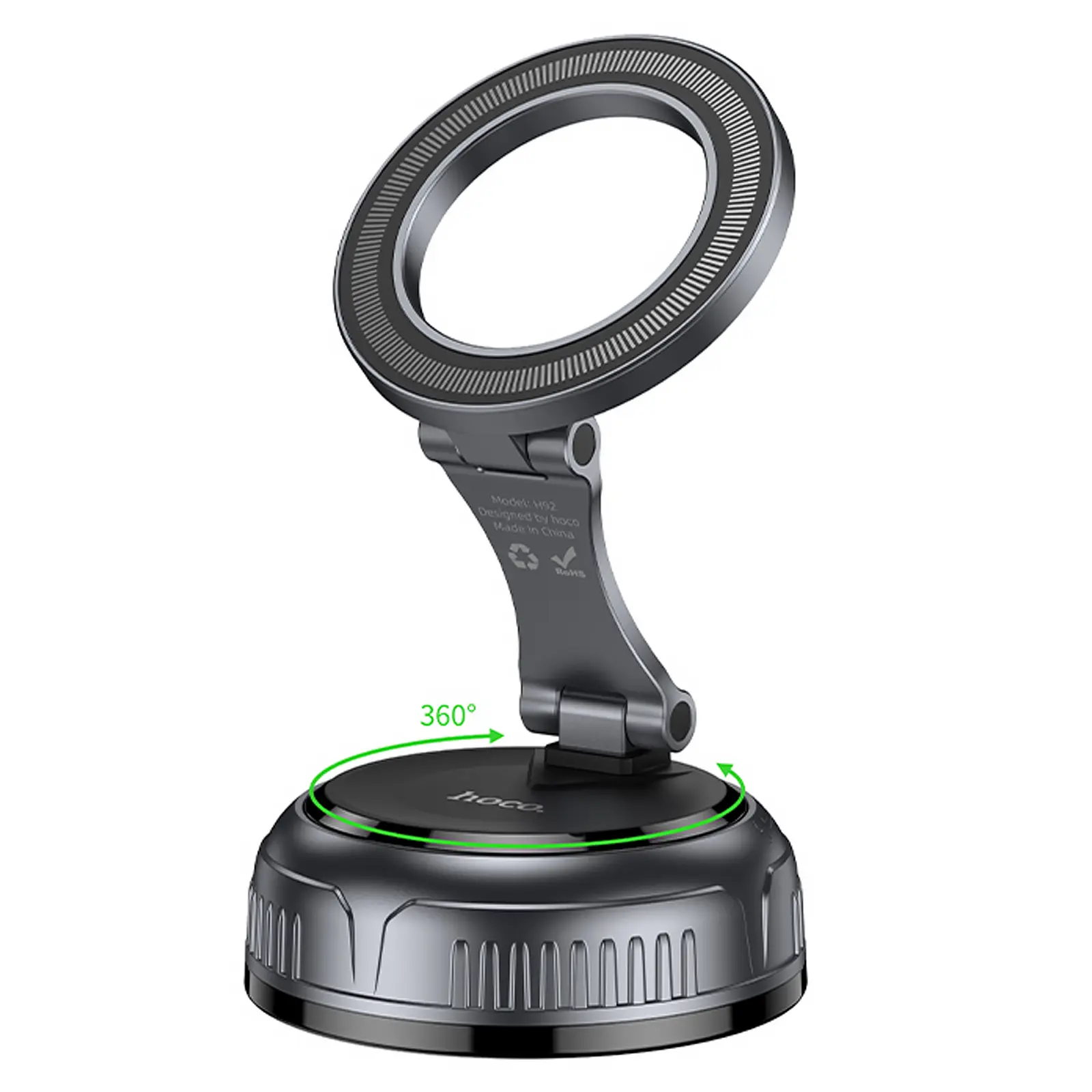 Автодержатель Hoco H92 High vacuum suction cup magnetic (universal), Black / Metal gray 1, купить оптом с доставкой