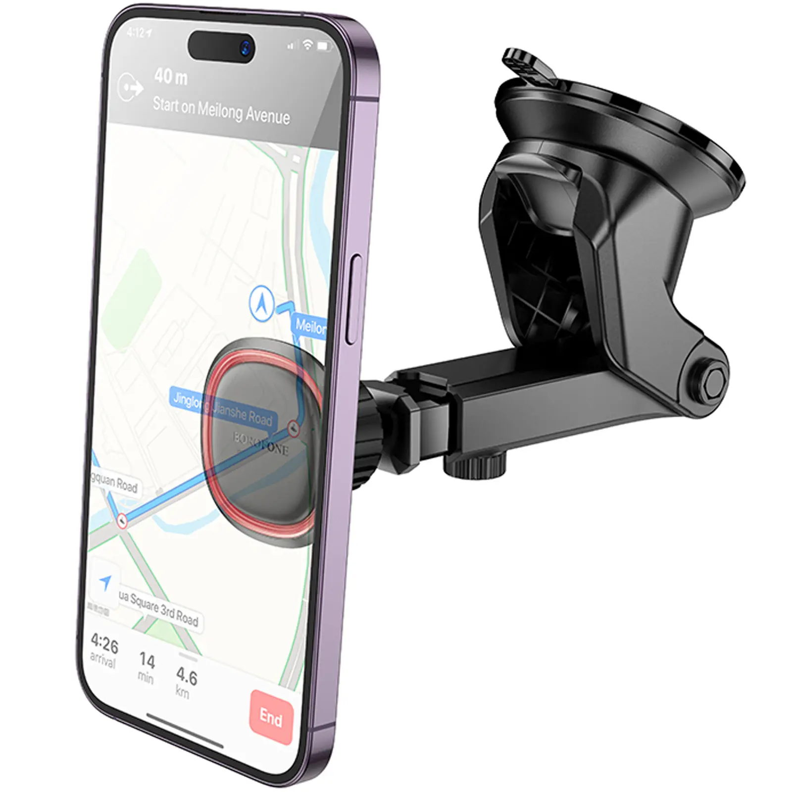 Автодержатель Borofone BH125 Roman magnetic (center console), Black / Red 4, купить оптом с доставкой