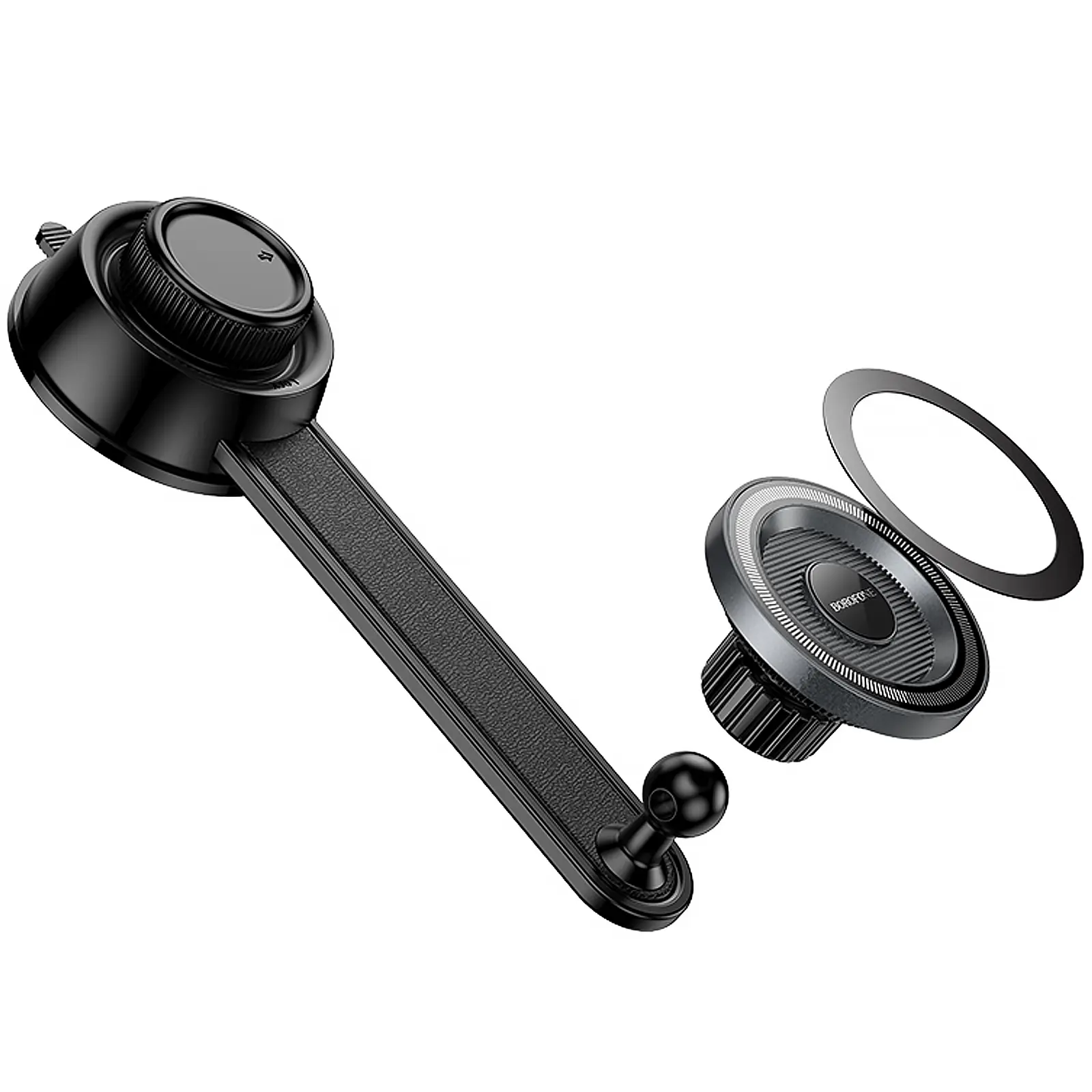 Автодержатель Borofone BH123 Profit magnetic (center console), Black / Metal gray 4, купить оптом с доставкой