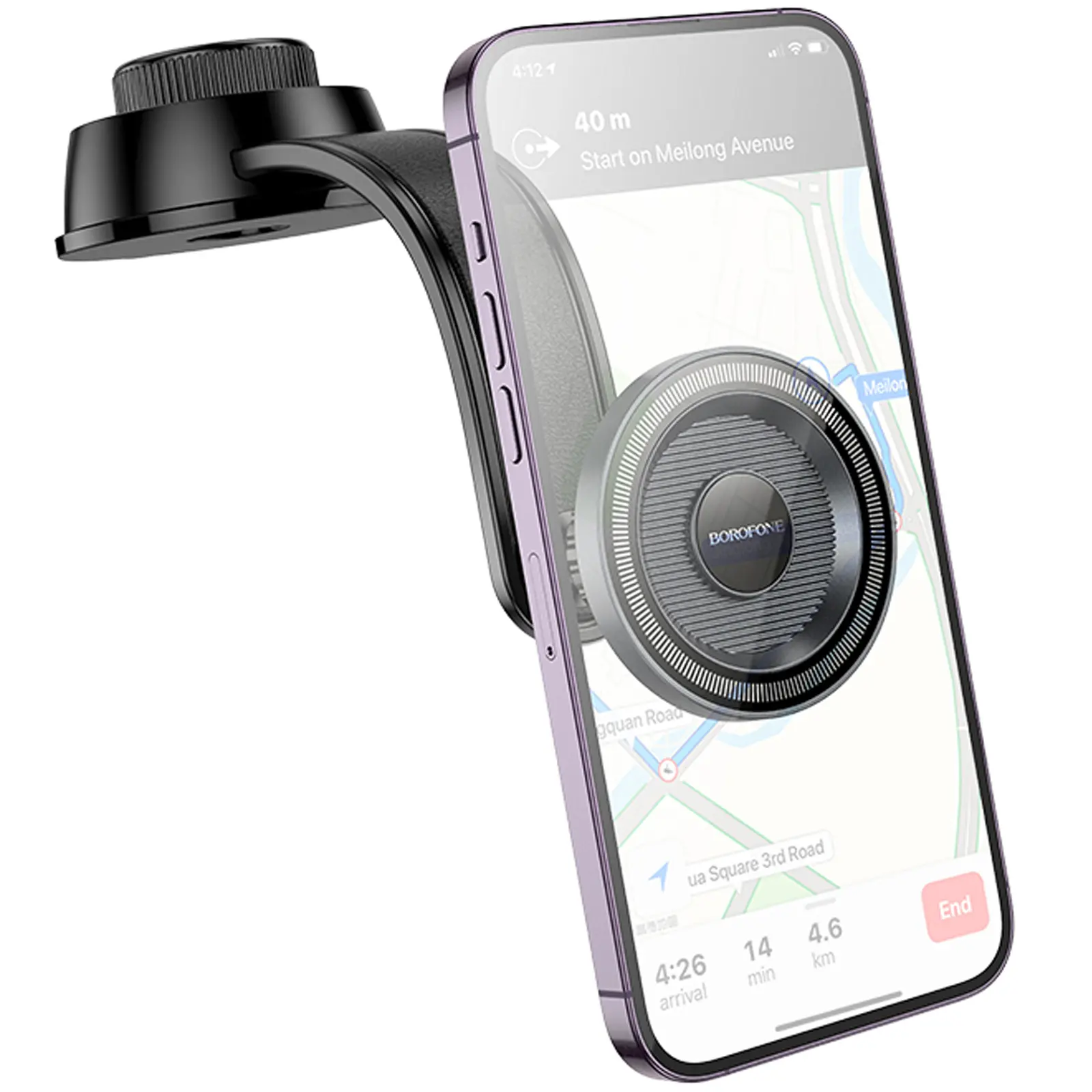 Автодержатель Borofone BH123 Profit magnetic (center console), Black / Metal gray 6, купить оптом с доставкой