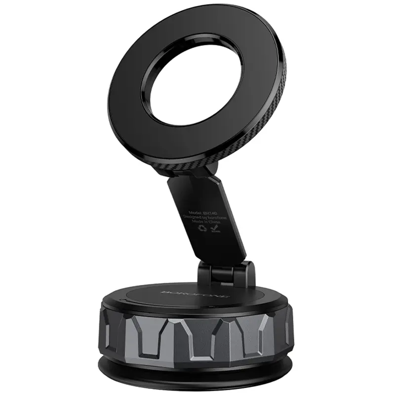 Автодержатель Borofone BH140 Gloria Vacuum Suction Magnetic (center console), Black / Metal gray, купить оптом с доставкой
