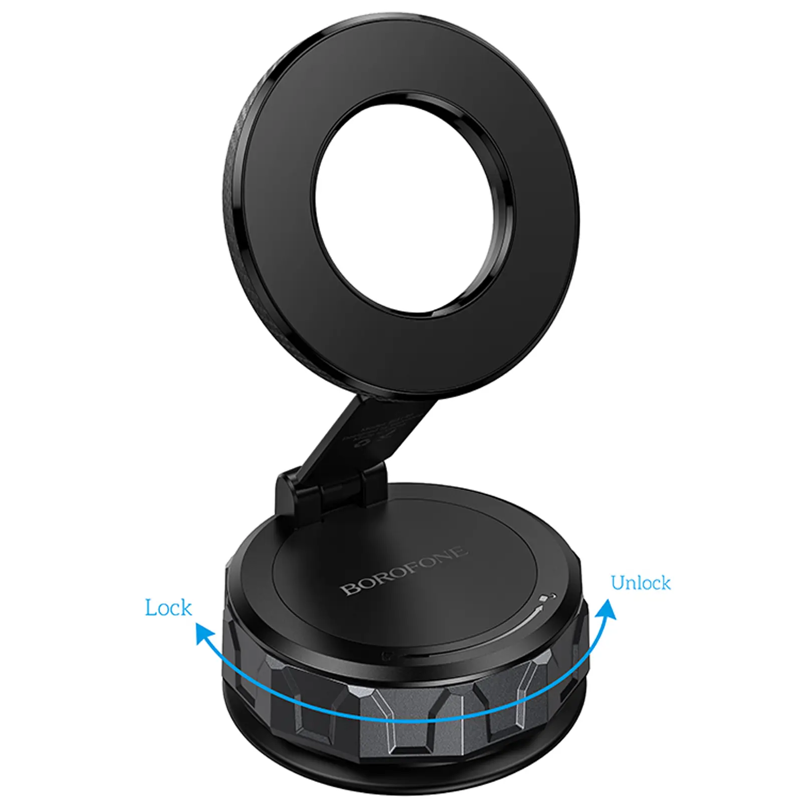 Автодержатель Borofone BH140 Gloria Vacuum Suction Magnetic (center console), Black / Metal gray 3, купить оптом с доставкой