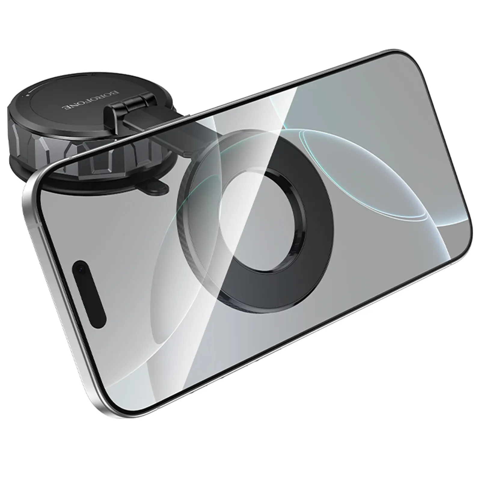Автодержатель Borofone BH140 Gloria Vacuum Suction Magnetic (center console), Black / Metal gray 5, купить оптом с доставкой