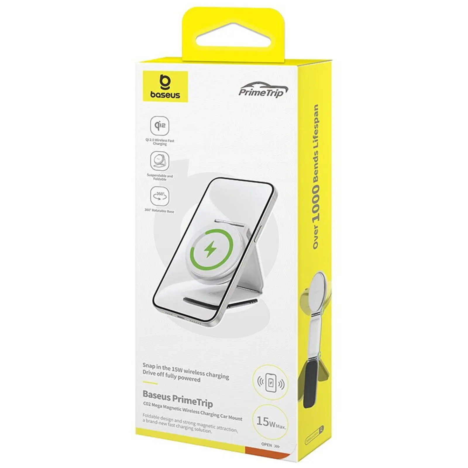 Автодержатель с БЗУ Baseus PrimeTrip Series C02 15W (C40169), Moon White 2, купить оптом с доставкой