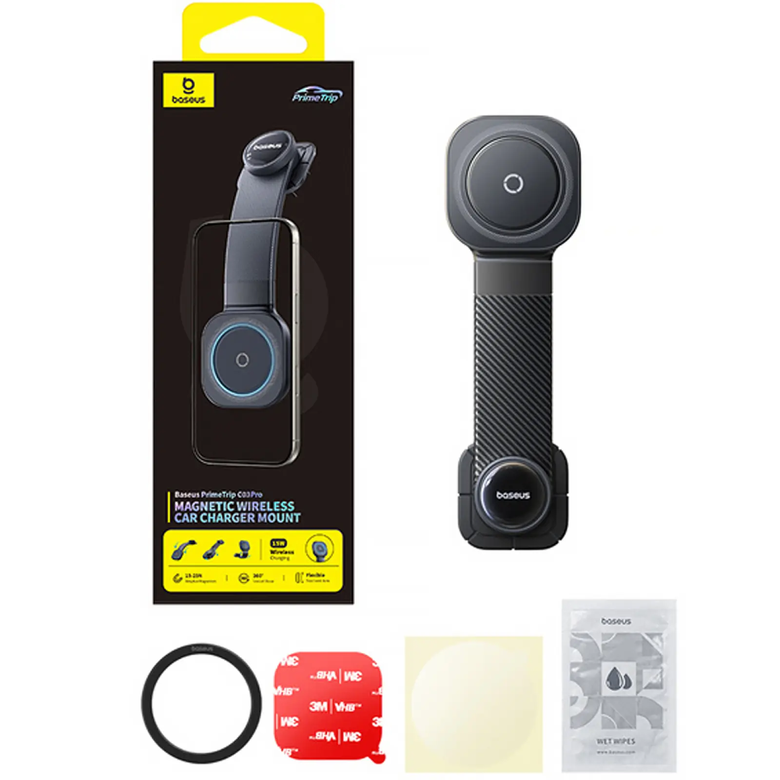 Автодержатель с БЗУ Baseus PrimeTrip C03 Pro Magnetic Wireless Charging (C0013A), Cosmic Black 2, купить оптом с доставкой