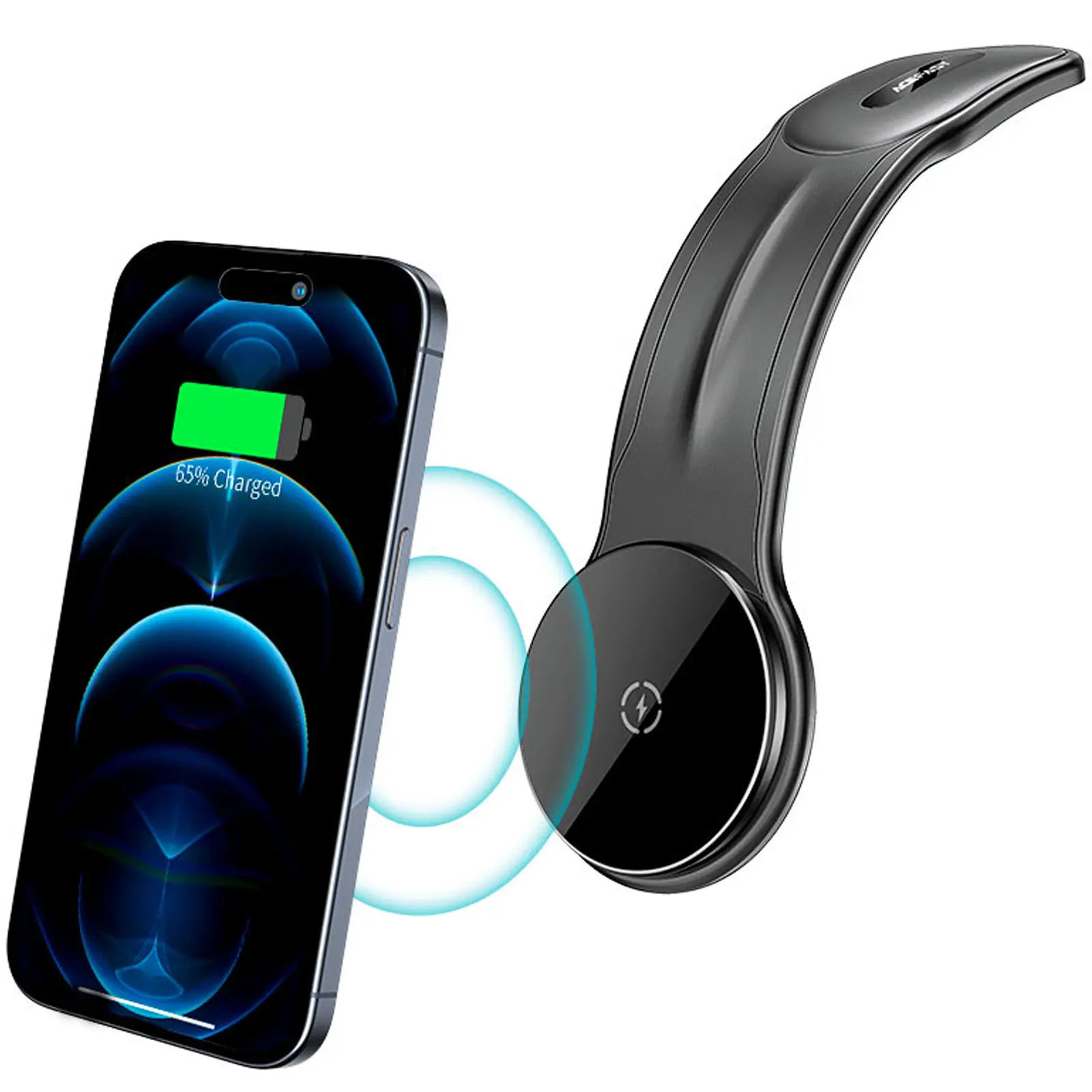 Автодержатель с БЗУ Acefast D21 Magnetic Wireless Charging 15W, Black 2, купить оптом с доставкой