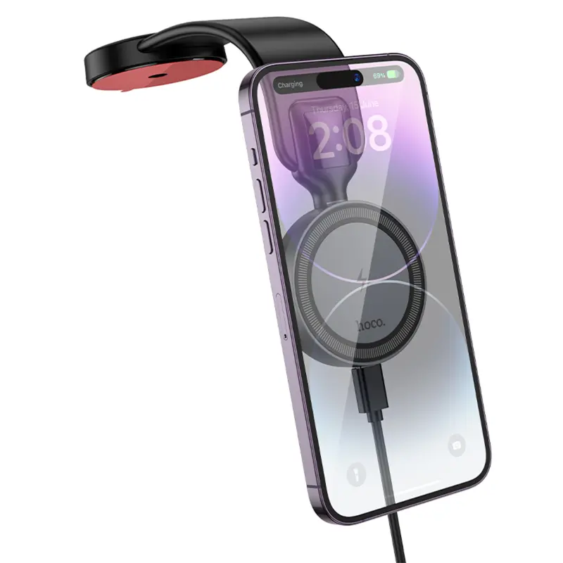 Автодержатель с БЗУ Hoco HW29 Magnetic Wireless Charging 15W, Black 1, купить оптом с доставкой