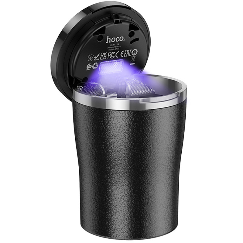 Автомобільна попільничка Hoco ZP9 Solar з крышкой на малюнкі №1
