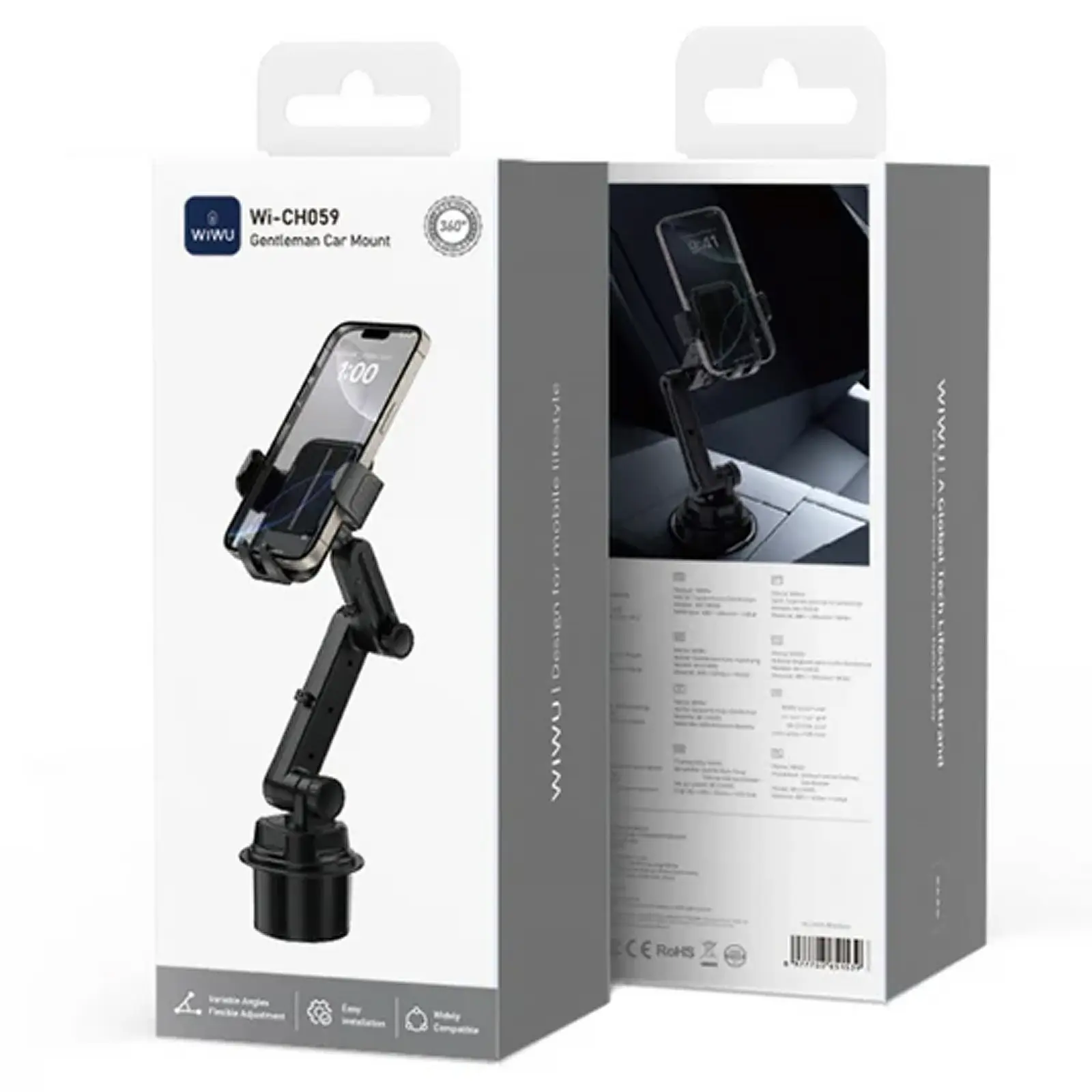 Автодержатель WIWU Wi-CH059 for cup holder, Black 4, купить оптом с доставкой