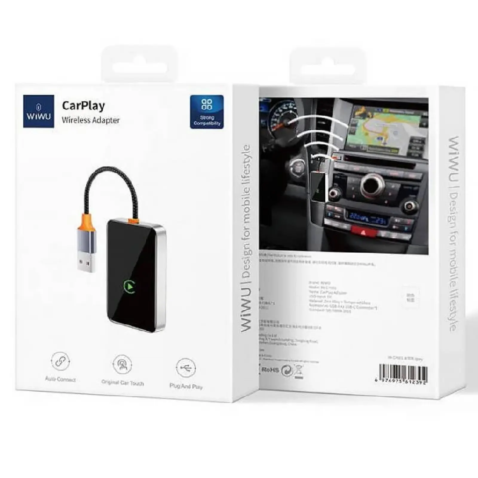 Адаптер WIWU Wi-CP002 car wireless CarPlay iOS, Silver 4, купить оптом с доставкой