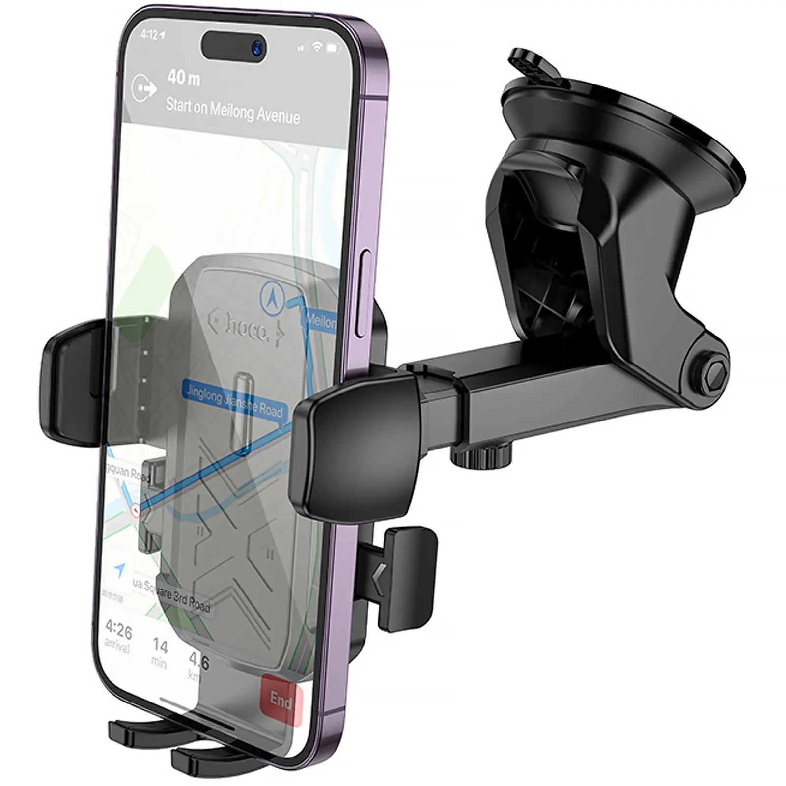 Автотримач Hoco H65 Gamble one-button (center console), Black 2, купити оптом з доставкою