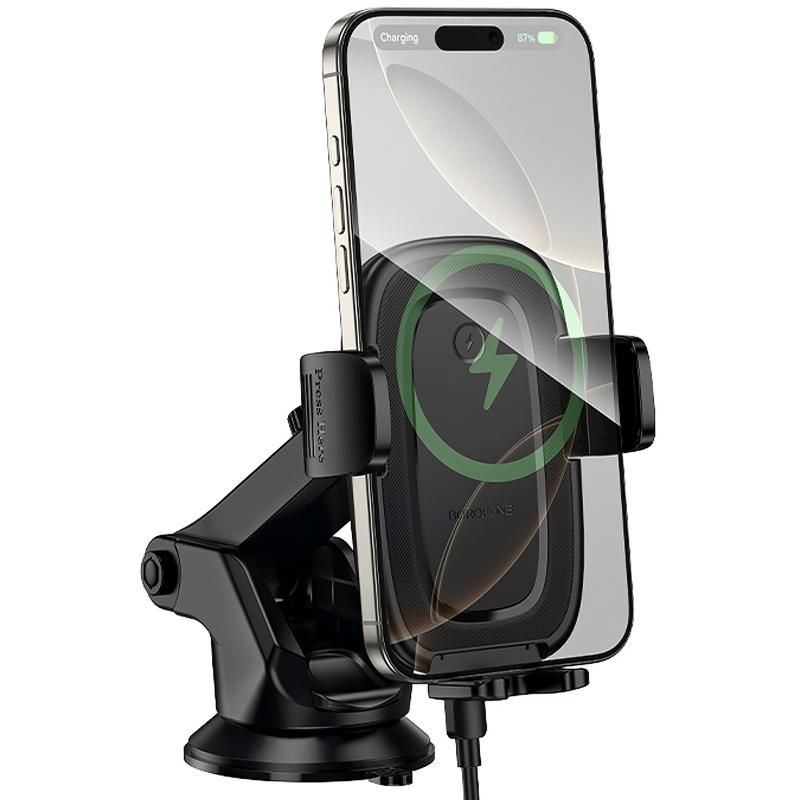 Автодержатель с БЗУ Borofone BH223 Follower 15W (center console) на картинке №3