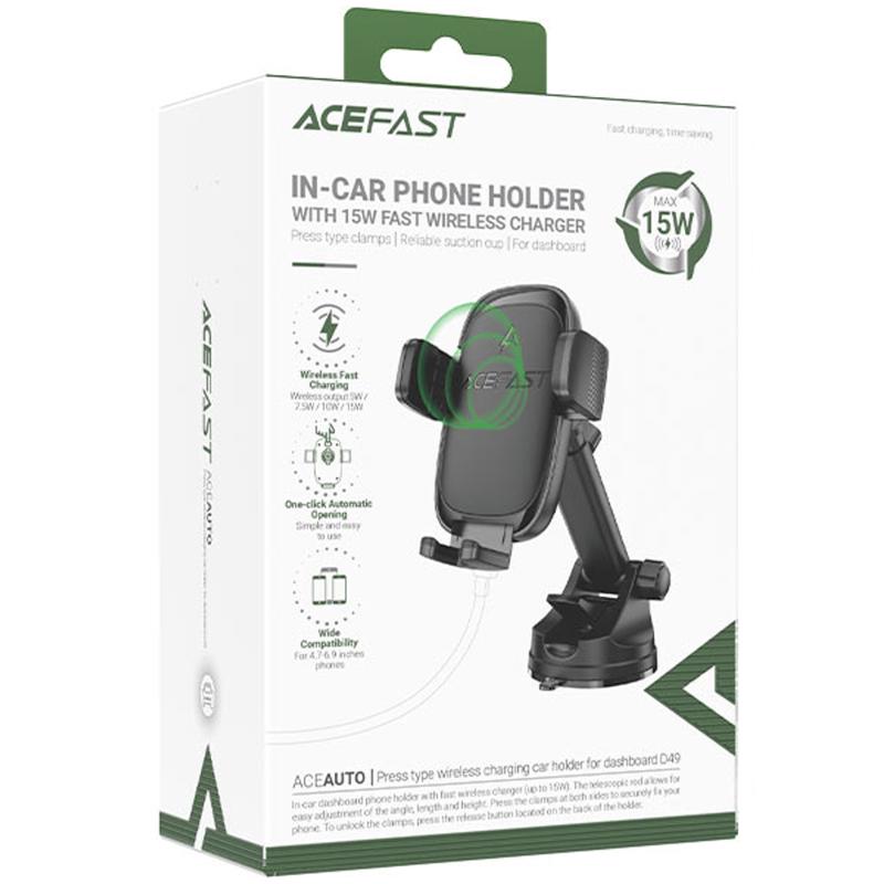 Автотримач з БЗП Acefast D49 Wireless Charging 15W на малюнкі №2