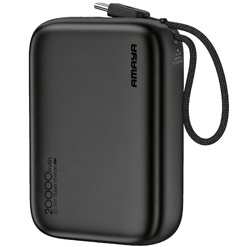 Портативное ЗУ Power Bank Amaya F235C PD22.5W with cable 20000 mAh, Black, купить оптом с доставкой