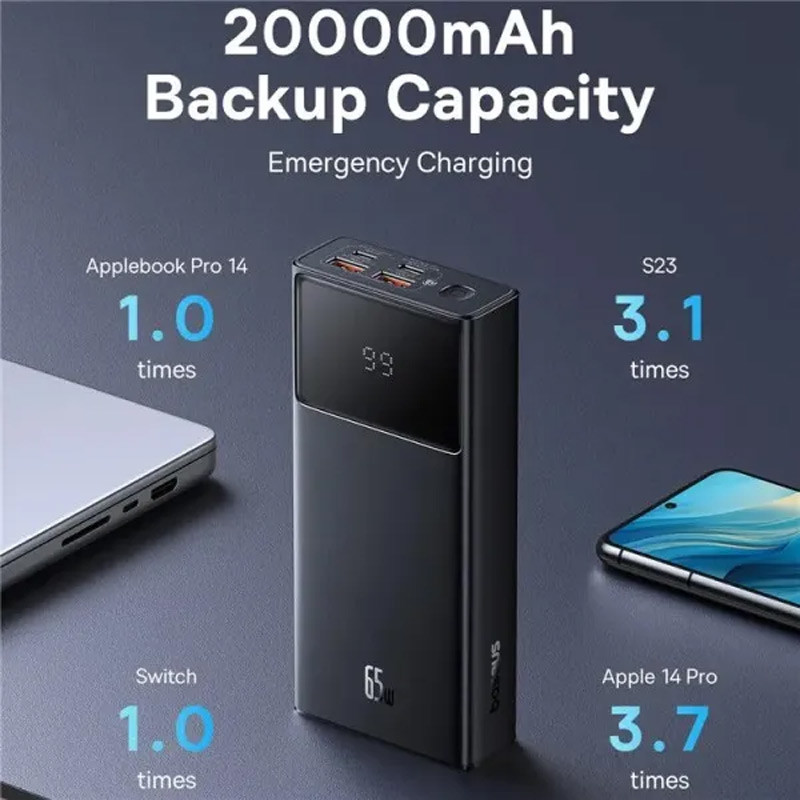 Портативний ЗП Power Bank Baseus Star-Lord Digital Display 65W 20000 mAh (P10022906113-00) на малюнкі №5