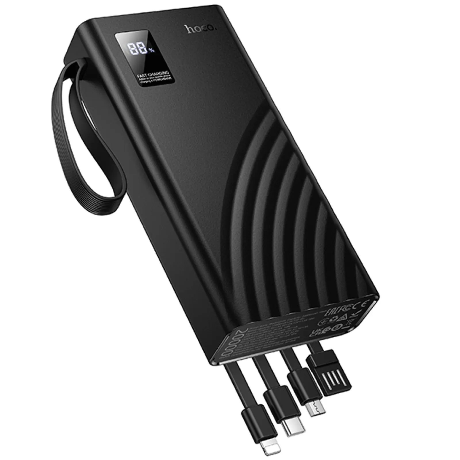 Портативний ЗП Power Bank Hoco J155 Shine 22.5W+PD20W with 4 cables 20000 mAh, Black 2, купити оптом з доставкою