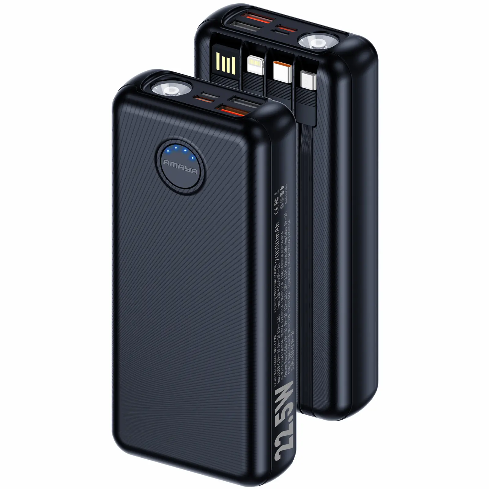 Портативное ЗУ Power Bank Amaya F239L 22.5W flashlight with cable 20000 mAh, купить оптом с доставкой