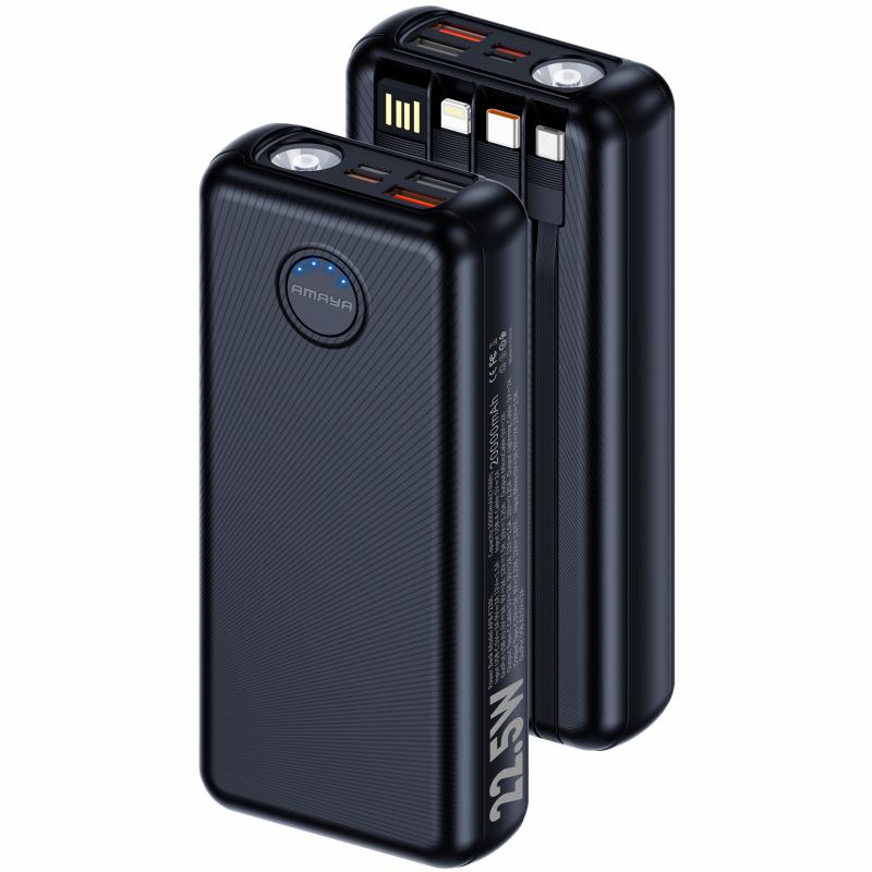 Портативний ЗП Power Bank Amaya F239L 22.5W flashlight with cable 20000 mAh на малюнкі №1