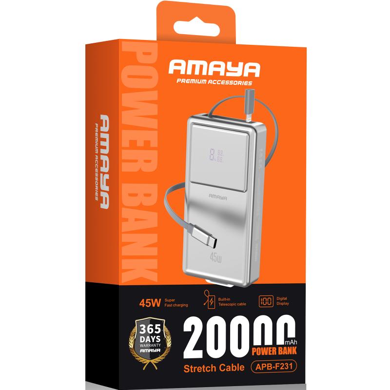 Портативний ЗП Power Bank Amaya APB-F231 45W with display and cable 20000 mAh на малюнкі №2