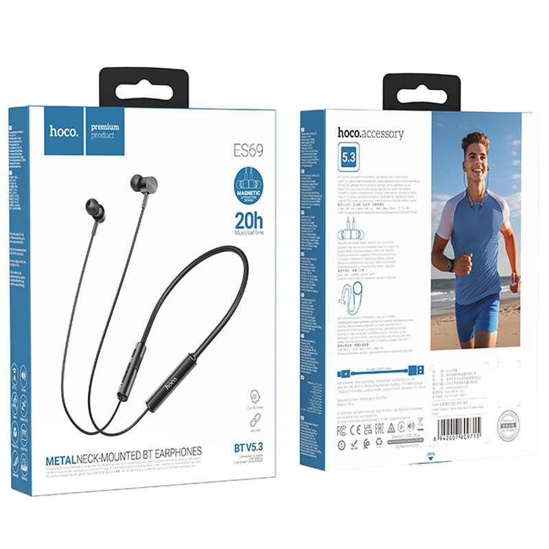 Bluetooth Навушники Hoco ES69 Platium neck-mounted дивитися фото №2