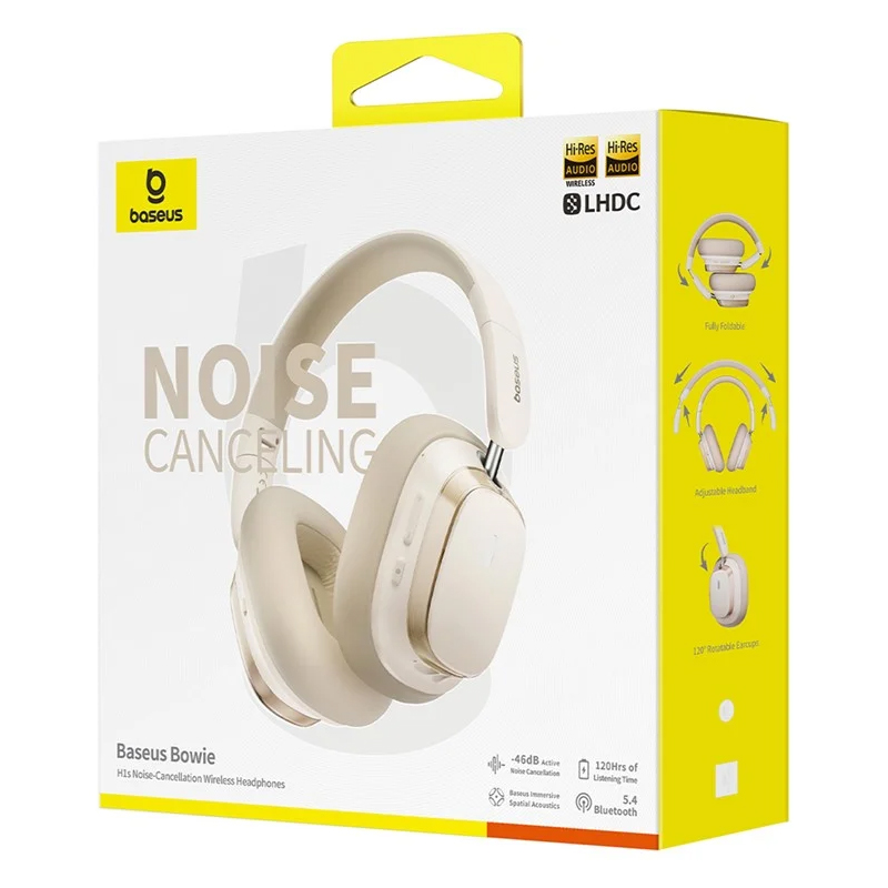Уценка Накладные беспроводные наушники Baseus Bowie H1s Noise-Cancellation (A00075301), Поврежденная упаковка / Stellar White 3, купить оптом с доставкой