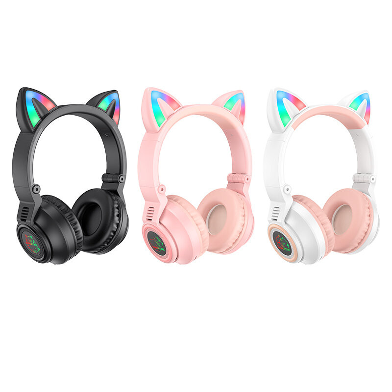 Уценка Накладные беспроводные наушники Borofone BO18 Cat ear, купить оптом с доставкой