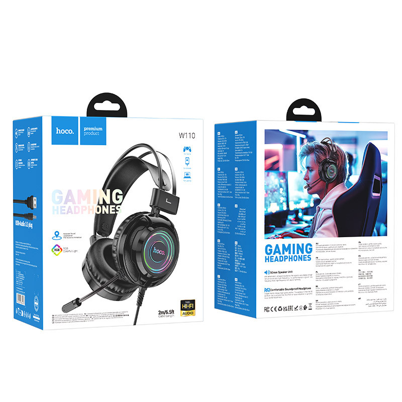 Накладные наушники Hoco W110 Resource (USB+3.5mm/2m) на картинке №5