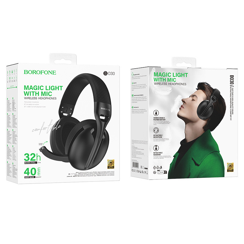 Накладні бездротові навушники BOROFONE BO30 Magic light на малюнкі №4