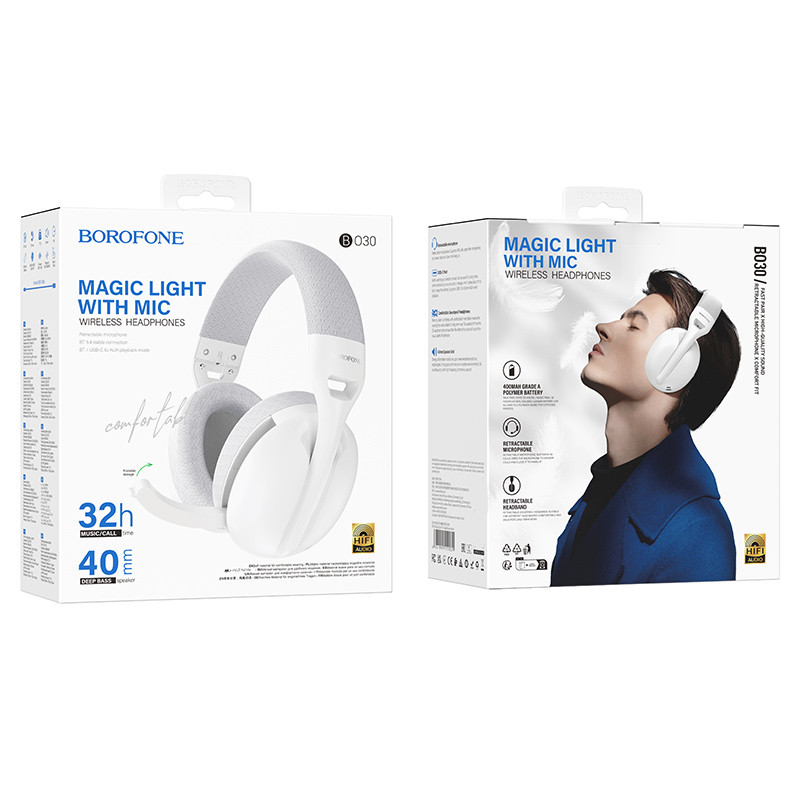 Накладні бездротові навушники BOROFONE BO30 Magic light на малюнкі №4