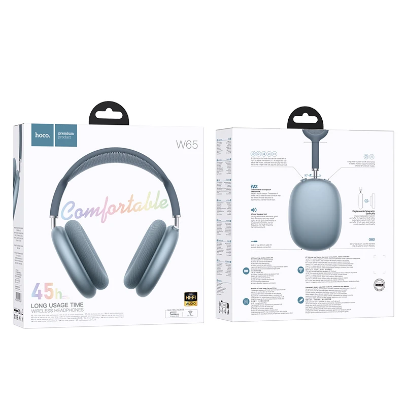 Накладные беспроводные наушники Hoco W65 Happy, Blue 2, купить оптом с доставкой
